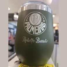 Copo Ovo Térmico Cuia 360ML Com Tampa Transparente - Personalizado Time e Nome a Laser