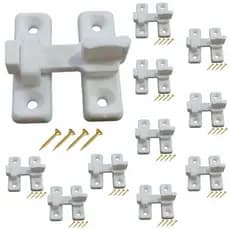 Kit 10 Fecho Plástico Para Porta Sanfonada Com Parafusos Branco