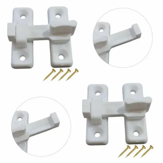 Kit 02 Fecho Plást. Para Porta Sanfonada C/ Parafusos Branco