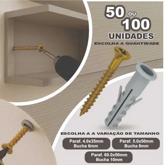 Kit Parafusos e Buchas 6mm - 8mm - 10mm Com Anel