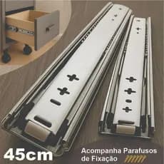 Kit 8 Corrediças Gaveta Trilho Telescópica 45cm 40kg 4 Pares