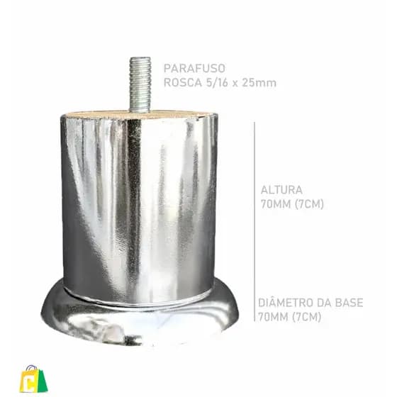 Pés Para Sofá Estofados e Poltronas Cromado 5cm | 7cm | 10cm