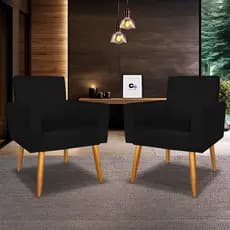 Kit 2 Poltronas Nina Para Recepção Escritório Pés Palito Luxo