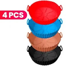 KIT  Forma De Silicone Para Air Fryer Forno Microondas Fritadeira Assadeira – Reutilizável Antiaderente Flexível
