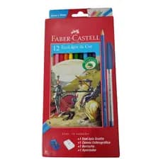 Lápis de Cor Facer-Castell 12 cores + Caneta + Lápis de escrever + Borracha + Apontador
