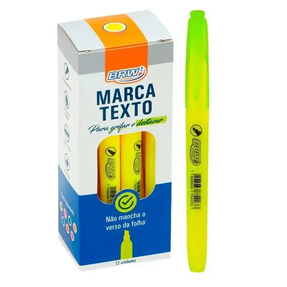Marca Texto BRW Amarelo Fluorescente Ponta Chanfrada Original