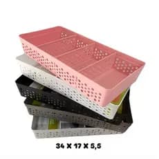 Cesto Organizador Usual Utilidades 3 Divisórias Removíveis Grande 34x17x5,5 Multiuso Varias Cores