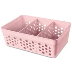 Kit 2 Cestos Com 2 Divisórias Removíveis 17x11x5,5cm Caixa Organizadora Multiuso Usual Utilidades