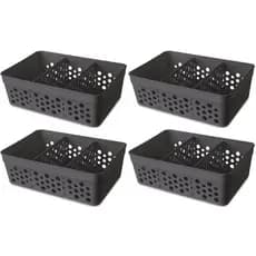 Kit 4 Cestos Organizadores 2 Divisórias Removíveis 17x11x5,5 Caixa Organizadora Usual Utilidades