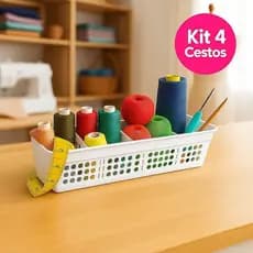 kit 4 Cestos Organizadores Pequenos 3 Divisórias 23x8,5x5,5 Caixa Organizadora Multiuso Varias Cores