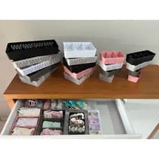 Kit 4 Cestos Organizadores Usual Utilidades Tamanhos Variados 2/3 Divisórias Multiuso Diversas Cores