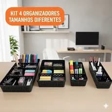 Kit 4 Cestos Organizadores Tamanhos Variados Com Divisórias Multiuso Diversas Cores Usual Utilidades