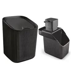 Kit Premium Organização De Pia Dispenser de Detergente + Lixeira 3 Litros Usual Utilidades