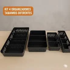 Kit 4 Cestos Organizadores Com Divisórias Tamanhos Variados Multiuso Diversas Cores Usual Utilidades