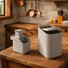 Kit Organização Cozinha Completo Lixeira 3 Litros  e Dispenser Porta Detergente Usual Utilidades