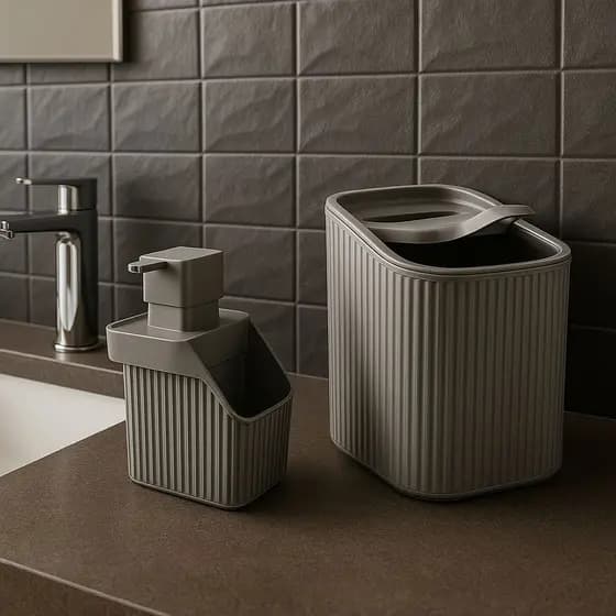 Kit Pia Cozinha Porta Detergente e Lixeira 3 Litros Usual Utilidades