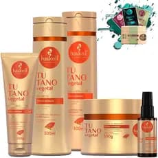 Shampoo Condicionador Máscara 300ml/gr Leave in 150gr e Óleo reparador 35ml Tutano Vegetal Haskell