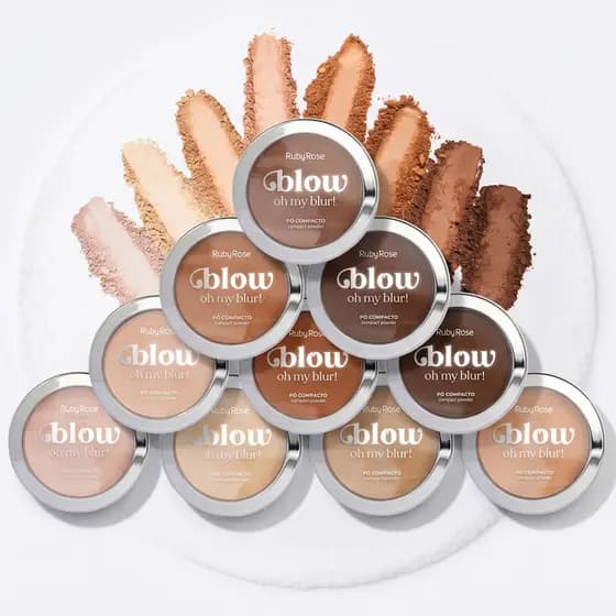 Pó Compacto Ruby Rose Oh My Blur Linha Blow Matte Aveludado HBM405