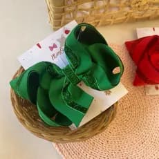 Laço de cabelo infantil para o Natal/ Laço de cabelo verde/ Laço de cabelo vermelho
