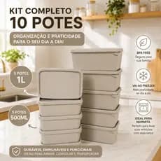 Kit 10 Potes Retangulares Marmita Premium 500ml e 1L BPA Free Freezer e Microondas
