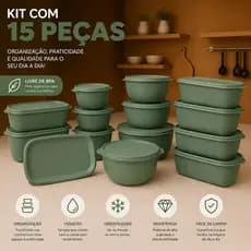 Kit 15 ou 8 Potes hermético e Modernos Ultra Resistentes Vasilhas