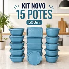 SUPER KIT 15 POTES 500ML BPA FREE – IDEAL PARA FREEZER, MICRO-ONDAS E GELADEIRA