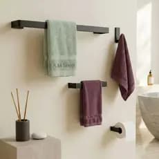 Kit Banheiro Kit Com 4 Peças Alumínio Preto Decoração Moderna Envio Imediato