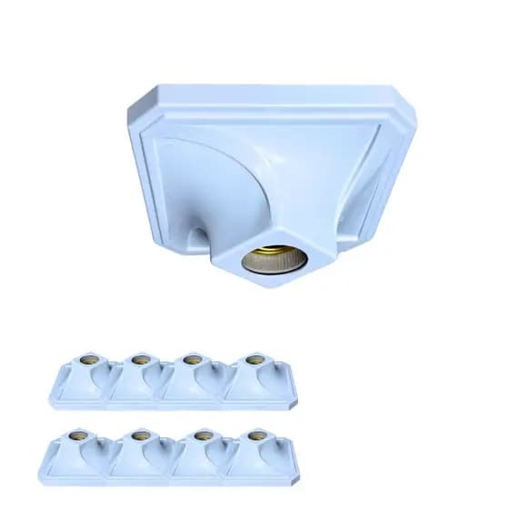 Kit 08 Plafon Plafonier Quadrado Sobrepor Bocal E27 Bivolt 110/220v