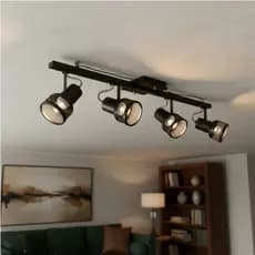 Luminária Spot Trilho 4 Lâmpadas Lustre em Almínio Bocal E27 Porcelana 110/220 Volts 100 W