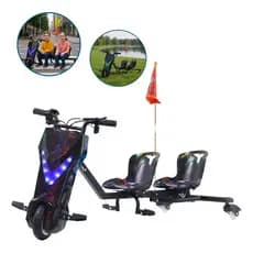 Triciclo Elétrico Drift Importway 250W Preto com 2 Assentos, até 25km/h e 85kg BW388PT