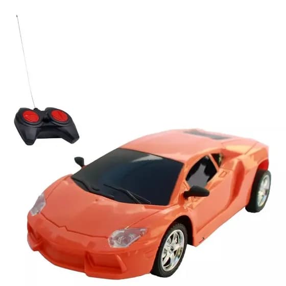 Carrinho de Controle Remoto 1:18 Importway Laranja com Luzes no Farol Carro RC Infantil 4 Funções