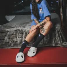 Pantufa Chinelo Panda Importway Adulta Infantil Emborrachada 34 a 35