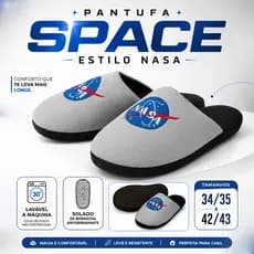 Pantufa Chinelo Cinza Importway Estilo NASA Solado Antiderrapante 34 a 43
