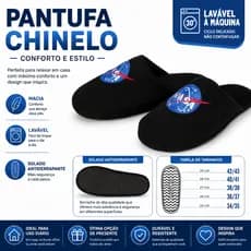 Pantufa Chinelo Preto Importway Macia Solado Antiderrapante 34 ao 43
