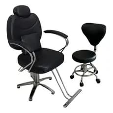 Cadeira De Barbeiro Importway Reclinável Com Mocho Cor Preto Forma Da Base Estrela