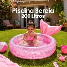 Piscina Inflável Infantil 200 Litros Redonda Sereia Crianças Boia Piscininha