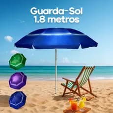 Guarda-Sol Grande 1,80m com Proteção UV | Altura Regulável | Praia Piscina Camping
