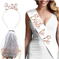 Kit Faixa e Tiara e Veu Bride - 3 itens LUXO (KIT)