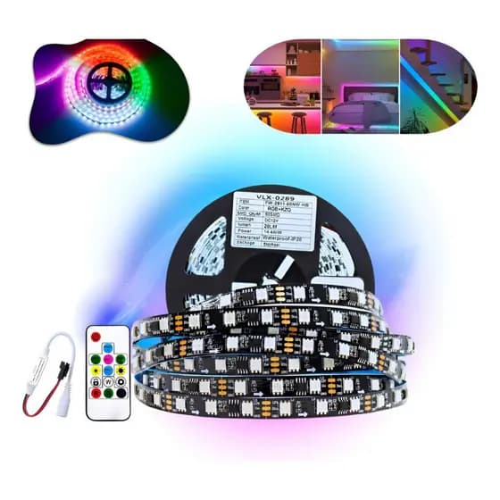 Fita LED WS2811 5m 300 LEDs RGB com Controladora Rítmica Automotivo