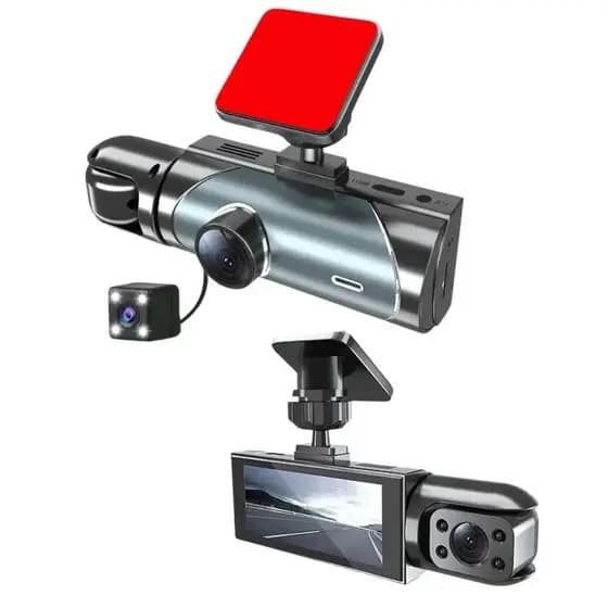 Câmera Veicular 3 em 1 (Frontal, Interna e Ré) | Ideal para Motoristas de App e Segurança
