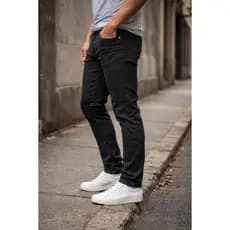 calça masculina jeans com elastano preta