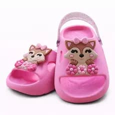 Sandália Chinelo Infantil Nuvem Slide Enfeite Raposinha Com Correia Casual Leve Macio Confortável