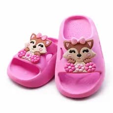 Chinelo Nuvem Slide Infantil Menina Enfeite Raposinha Casual Antiderrapante Macio Confortável