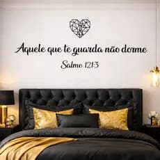 Quadro Decorativo Religioso Salmo 121 Aquele que te Guarda Não Dorme Sala Quarto Escritório Moderno