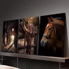 Quadro Decorativo Sala Escritorio Casa Familia Cavalos Coutryn Montaria
