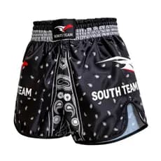 Bermuda Muay Thai Boxe Profissional South Team Shorts Treino Luta Academia - Preto Tribal
