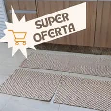 Jogo Kit tapete cozinha 3 peças Antiderrapante pilão