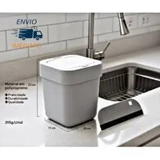 Kit Lixeira 4l Com Tampa Click E Rodinho De Pia Multiuso Acessórios para Cozinha Organizada