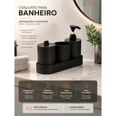 Conjunto Para Banheiro Com 4 Peças PP e Bambu – Organizador Completo, Seguro e Elegante