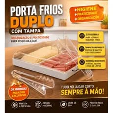 Porta Frios Duplo Com Tampa + Pegador Grátis | Porta Queijo Presunto Geladeira